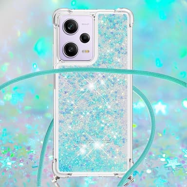 SKALO Xiaomi Redmi Note 12 Pro 5G Kvicksand Glitter Mobilhalsband - Turkos
