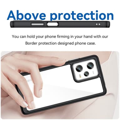 SKALO Xiaomi Redmi Note 12 Pro 5G Transparent TPU Bumper Skal - Svart