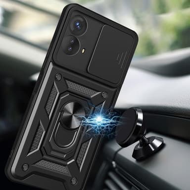 SKALO Motorola Moto G53 5G Armor Hybrid Metallring Kameraslider - Svart