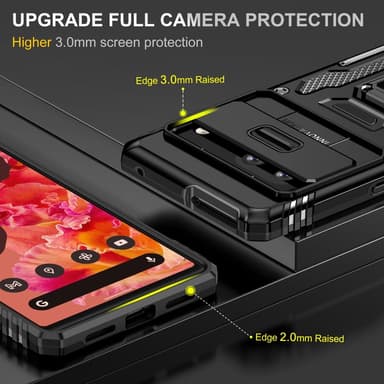 SKALO Google Pixel 7a Armor Hybrid Metallring Kameraslider - Svart