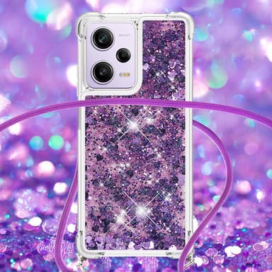SKALO Xiaomi Redmi Note 12 Pro 5G Kvicksand Glitter Mobilhalsband - Lila