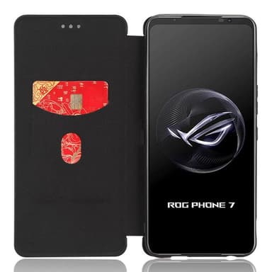 SKALO Asus ROG Phone 7 5G Carbon Fiber Plånboksfodral - Svart