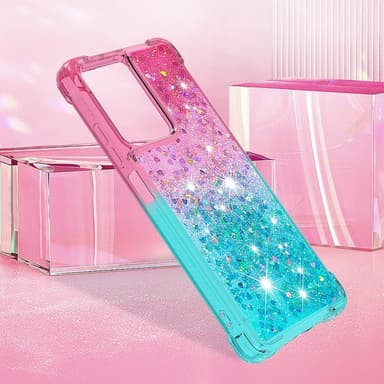 SKALO Xiaomi Redmi Note 12 Pro 5G Kvicksand Glitter Hjärtan TPU-skal - Rosa-Turkos