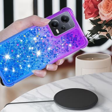 SKALO Xiaomi Redmi Note 12 5G Kvicksand Glitter Hjärtan TPU-skal - Lila-Blå