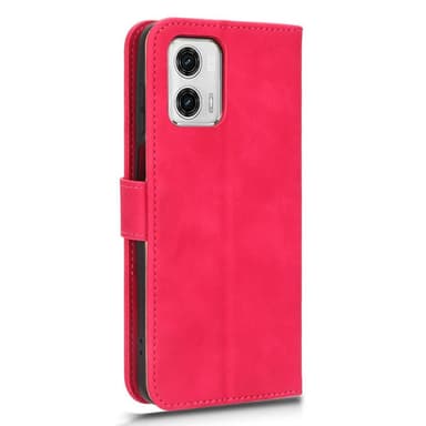SKALO Motorola Moto G73 5G Matt PU-Läder Plånboksfodral - Cerise