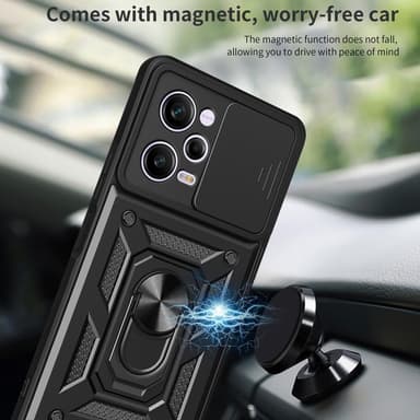 SKALO Xiaomi Redmi Note 12 Pro 5G Armor Hybrid Metallring Kameraslider - Röd