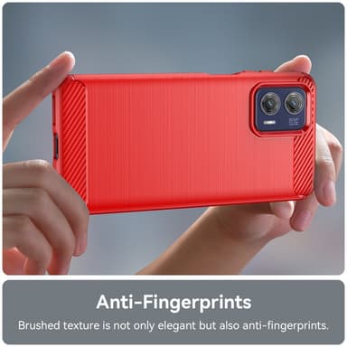 SKALO Motorola Moto G73 5G Armor Carbon Stöttåligt TPU-skal - Röd