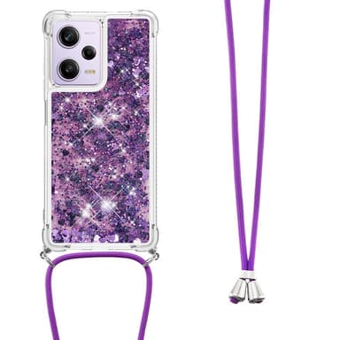 SKALO Xiaomi Redmi Note 12 Pro 5G Kvicksand Glitter Mobilhalsband - Lila