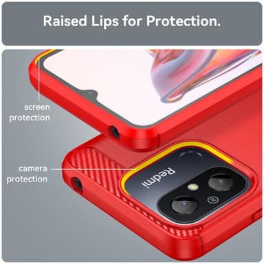 SKALO Xiaomi Redmi 12C 4G Armor Carbon Stöttåligt TPU-skal - Röd