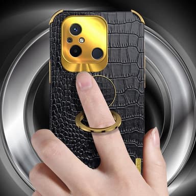 SKALO Xiaomi Redmi 12C 4G Krokodil Guldkant Skal - Svart