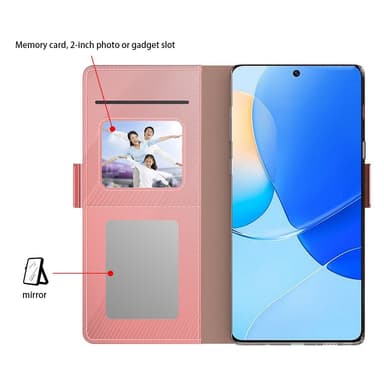 SKALO Motorola Edge 40 5G Korthållare Spegel Plånbok - Roséguld