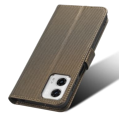 SKALO Motorola Moto G73 5G Premium Mini Romb Plånboksfodral - Brun
