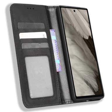 SKALO Google Pixel 7a Embossed Premium Plånboksfodral - Svart