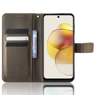SKALO Motorola Moto G73 5G Premium Mini Romb Plånboksfodral - Brun