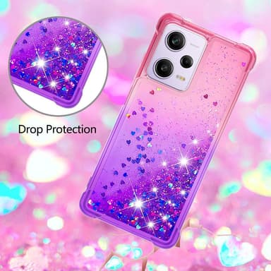 SKALO Xiaomi Redmi Note 12 Pro 5G Kvicksand Glitter Hjärtan TPU-skal - Rosa-Lila