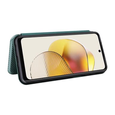 SKALO Motorola Moto G73 5G Carbon Fiber Plånboksfodral - Grön
