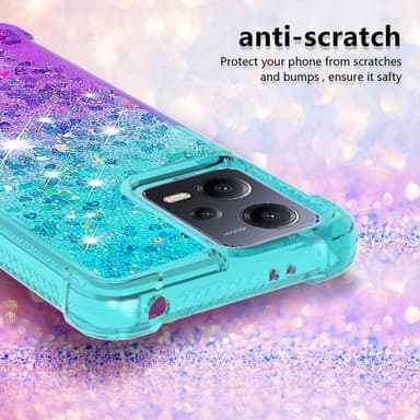 SKALO Xiaomi Redmi Note 12 5G Kvicksand Glitter Hjärtan TPU-skal - Turkos-Lila