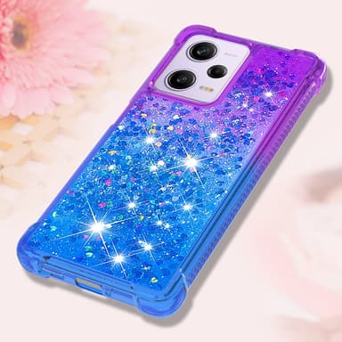 SKALO Xiaomi Redmi Note 12 Pro 5G Kvicksand Glitter Hjärtan TPU-skal - Lila-Blå