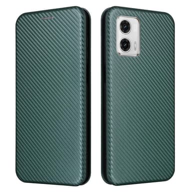 SKALO Motorola Moto G73 5G Carbon Fiber Plånboksfodral - Grön