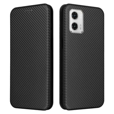 SKALO Motorola Moto G73 5G Carbon Fiber Plånboksfodral - Svart