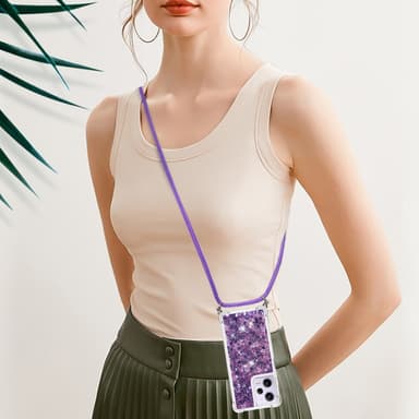 SKALO Xiaomi Redmi Note 12 Pro 5G Kvicksand Glitter Mobilhalsband - Lila