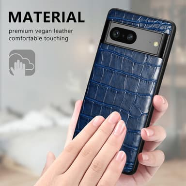 SKALO Google Pixel 7a Krokodil PU-Läder Hybrid Skal - Blå