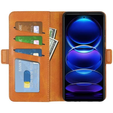 SKALO Xiaomi Redmi Note 12 Pro 5G Premium Plånboksfodral - Ljusbrun