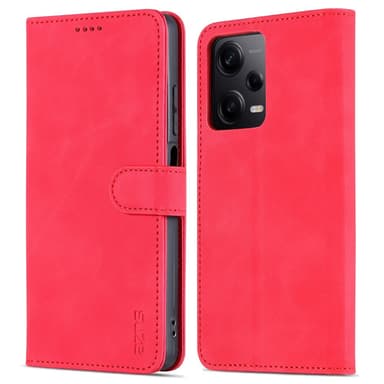 SKALO Xiaomi Redmi Note 12 Pro 5G AZNS Plånboksfodral - Röd
