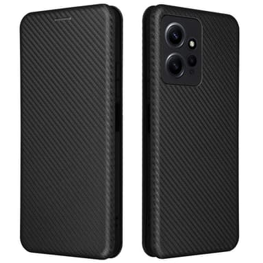 SKALO Xiaomi Redmi Note 12 4G Carbon Fiber Plånboksfodral - Svart