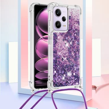SKALO Xiaomi Redmi Note 12 Pro 5G Kvicksand Glitter Mobilhalsband - Lila