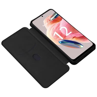 SKALO Xiaomi Redmi Note 12 4G Carbon Fiber Plånboksfodral - Svart