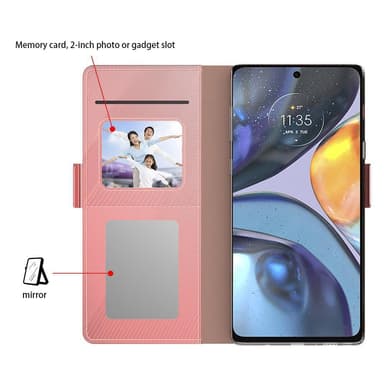 SKALO Motorola Edge 40 Pro 5G Korthållare Spegel Plånbok - Roséguld