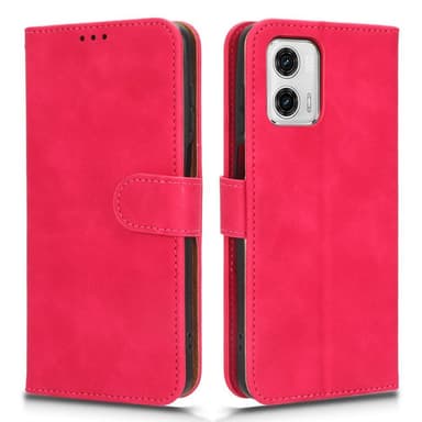 SKALO Motorola Moto G73 5G Matt PU-Läder Plånboksfodral - Cerise
