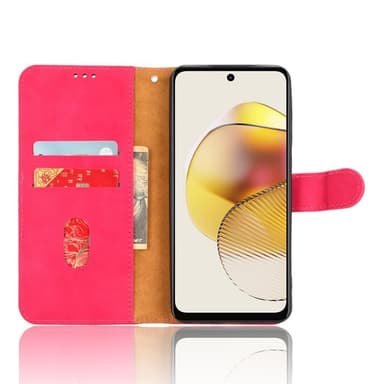 SKALO Motorola Moto G73 5G Matt PU-Läder Plånboksfodral - Cerise