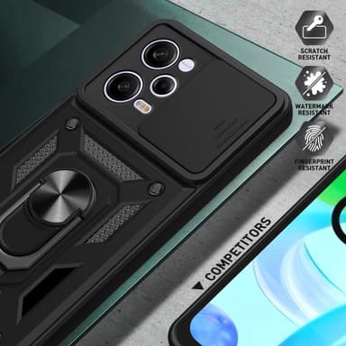 SKALO Xiaomi Redmi Note 12 Pro 5G Armor Hybrid Metallring Kameraslider - Röd