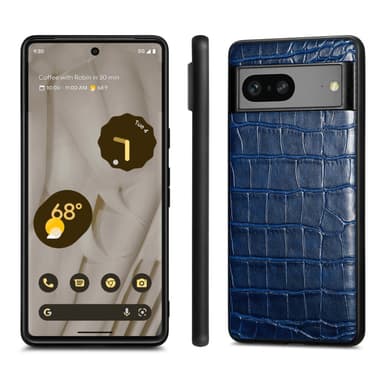 SKALO Google Pixel 7a Krokodil PU-Läder Hybrid Skal - Blå