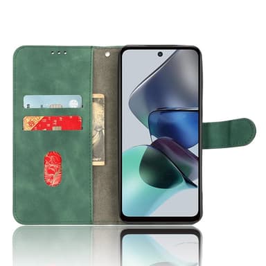 SKALO Motorola Moto G23 4G Matt PU-Läder Plånboksfodral - Grön