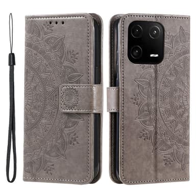 SKALO Xiaomi 13 5G Mandala Plånboksfodral - Grå
