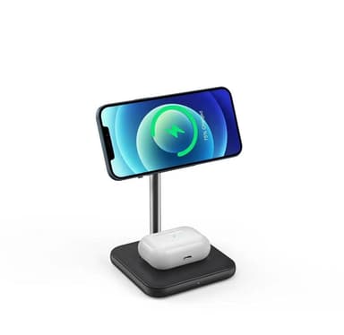 NÖRDIC magnetisk trådlös laddstation 2 i 1 för Magsafe för Apple Iphone och Airpods