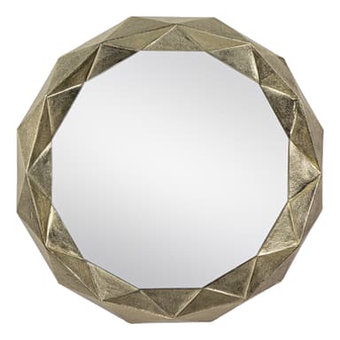 WOMO-DESIGN Dekorativ väggspegel Guayaquil Ø 84 cm av glas, guld, metallram av