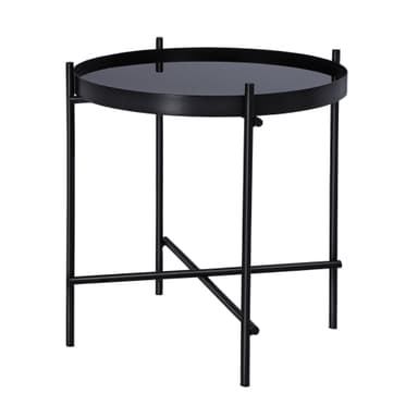 WOMO-DESIGN design sidobord Ø43x45cm i svart av metall och glas, vardagsrumsbord