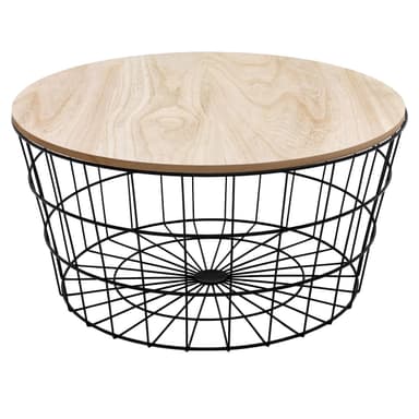 ECD Germany rund designbord sidobord Ø 67 x 34 cm med avtagbar naturfärgad