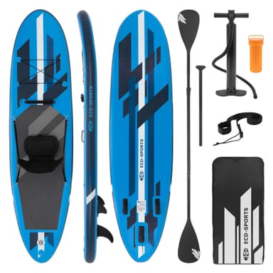 Uppblåsbar Stand Up Paddle Board med kajakstol 305x78x15 cm Blå PVC