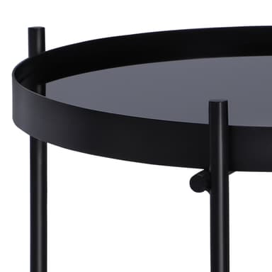 WOMO-DESIGN design sidobord Ø43x45cm i svart av metall och glas, vardagsrumsbord