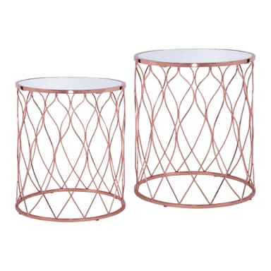 WOMO-DESIGN design sidobordssats om 2 Ø40 / Ø45 cm i koppar, vardagsrumsbord med