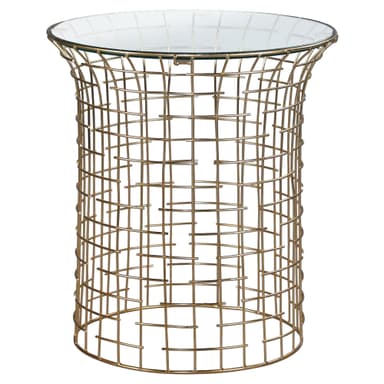 Sidobord 40x40x45 cm svart/guld järn och glas WOMO-Design