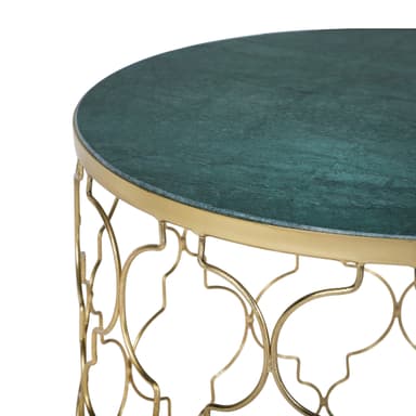WOMO-DESIGN design sidobordssats med 2 Ø40x45 / Ø45x50 cm, grön marmor /