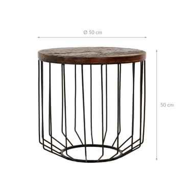 WOMO-DESIGN designer sidobord runt Ø 50 x 50 cm naturligt massivt trä återvunnet