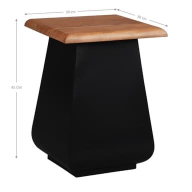 Sidobord 30x45x30 cm natur/svart akaciaträ och metall WOMO-Design