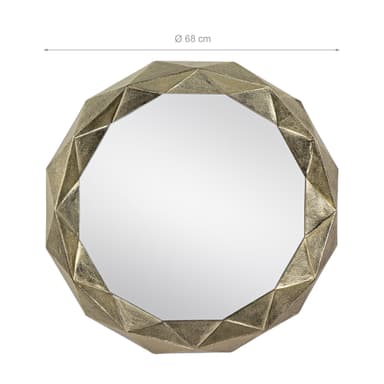 WOMO-DESIGN Dekorativ väggspegel Guayaquil Ø 84 cm av glas, guld, metallram av